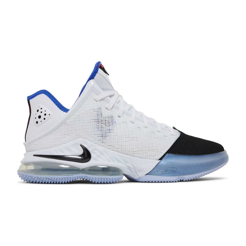 Nike LeBron 19 Low White Medium Blue Siren Red Black