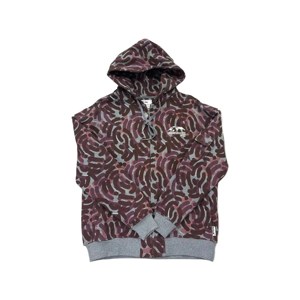 Pierre Bassene World City Camo Zip Hoodie Burgundy