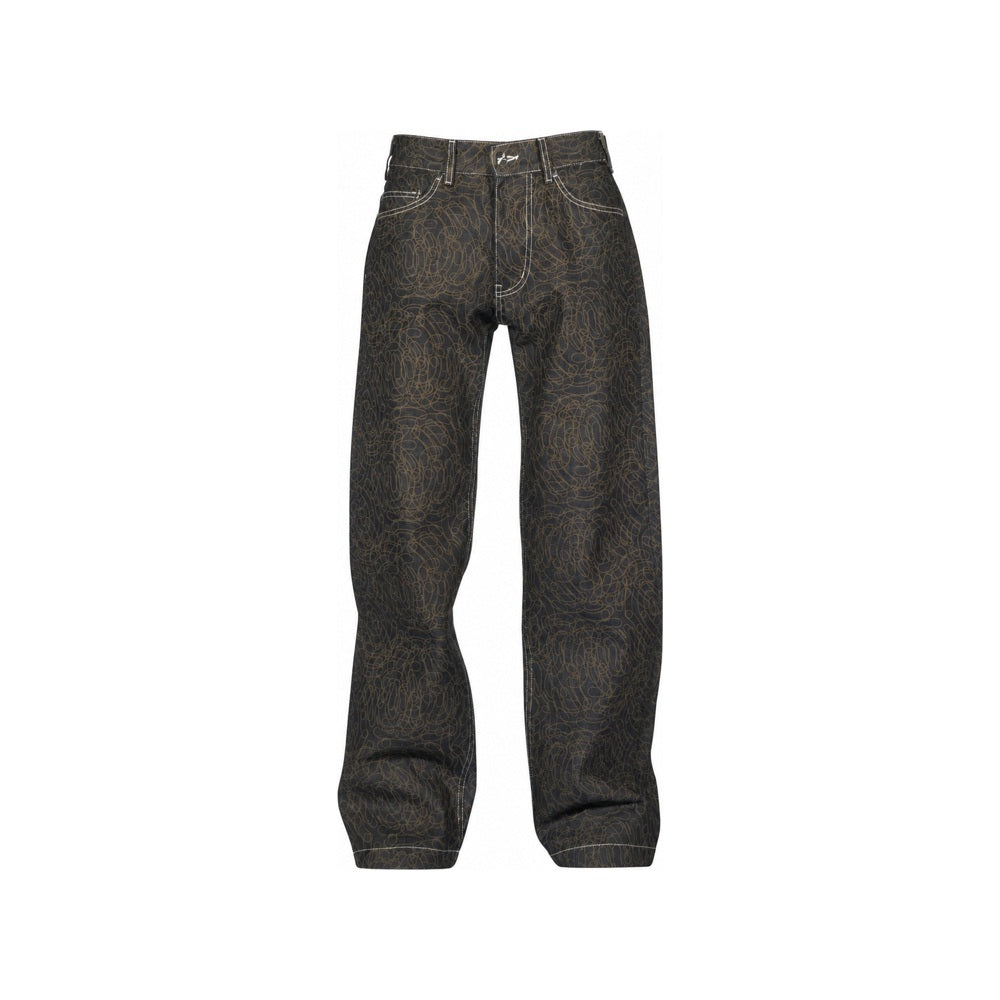 Pierre Bassene Digi Camo Raw Denim Jeans Dark Blue