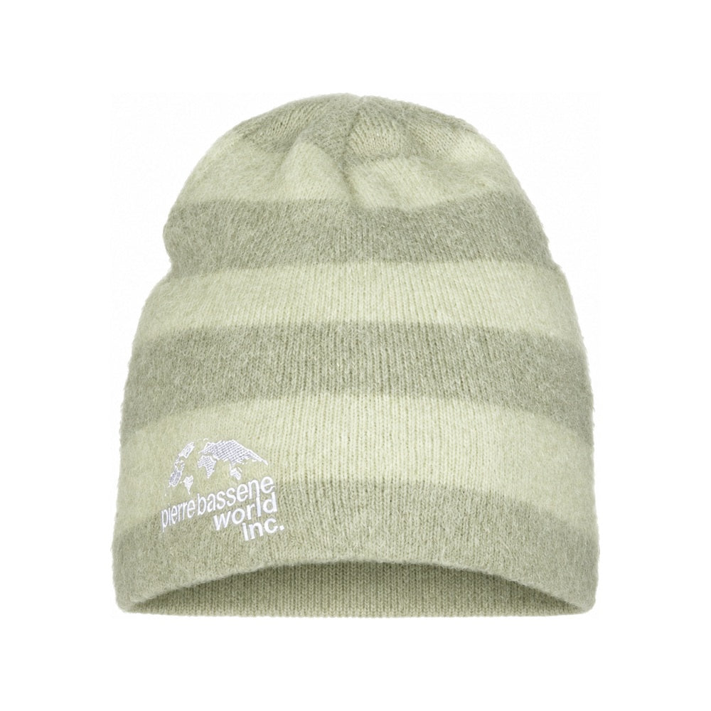 Pierre Bassene Striped Mohair Beanie  Green Sage