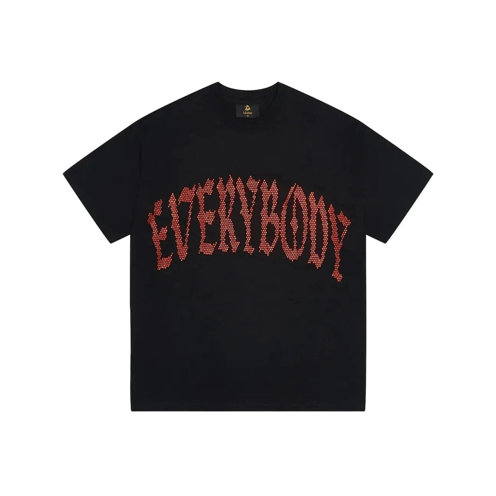 Léviter Everybody Levitates Rhinestone T-Shirt Black Orange