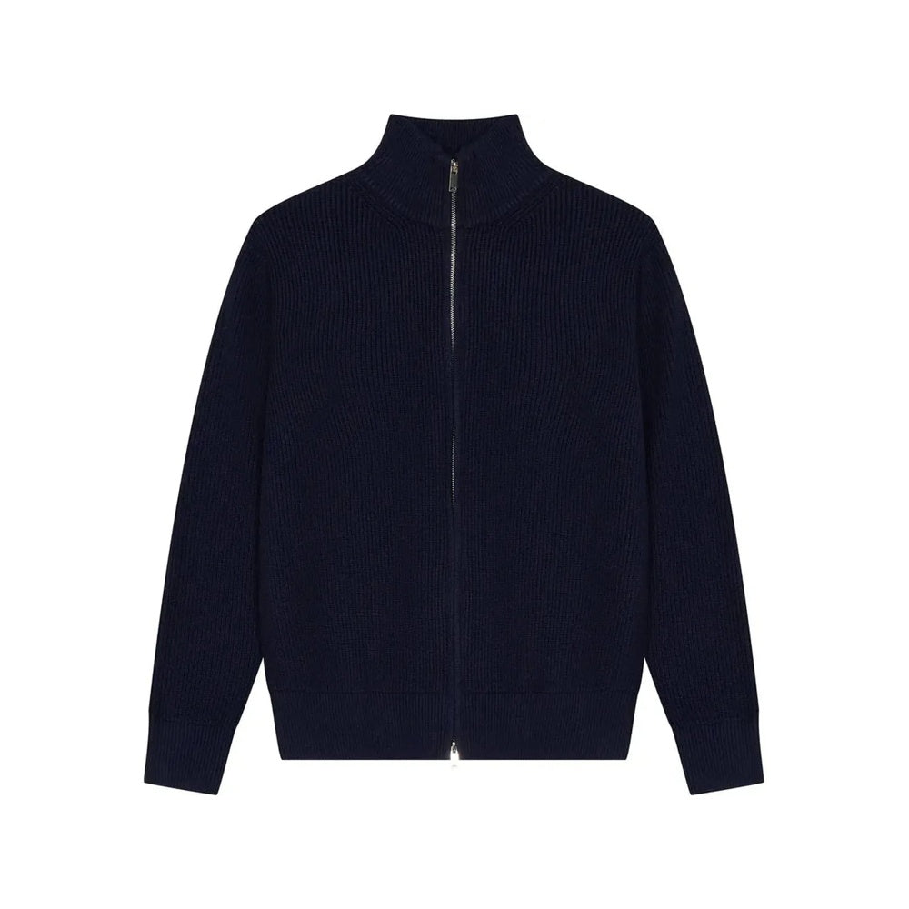 Léviter Essential Ribbed Full Zip Sweater Navy