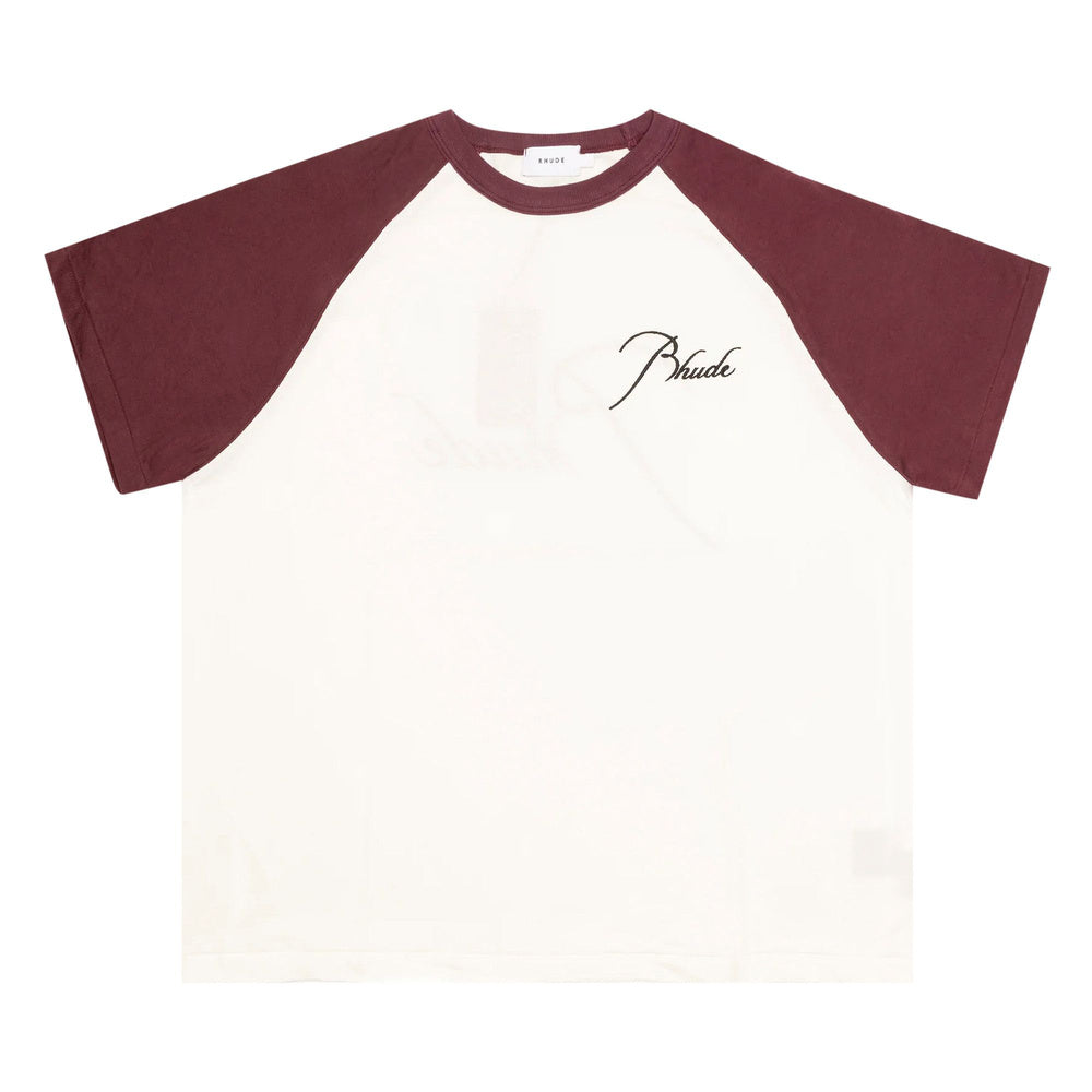 Rhude Logo-Embroidered Cotton T-Shirt 'Bordeaux/White'