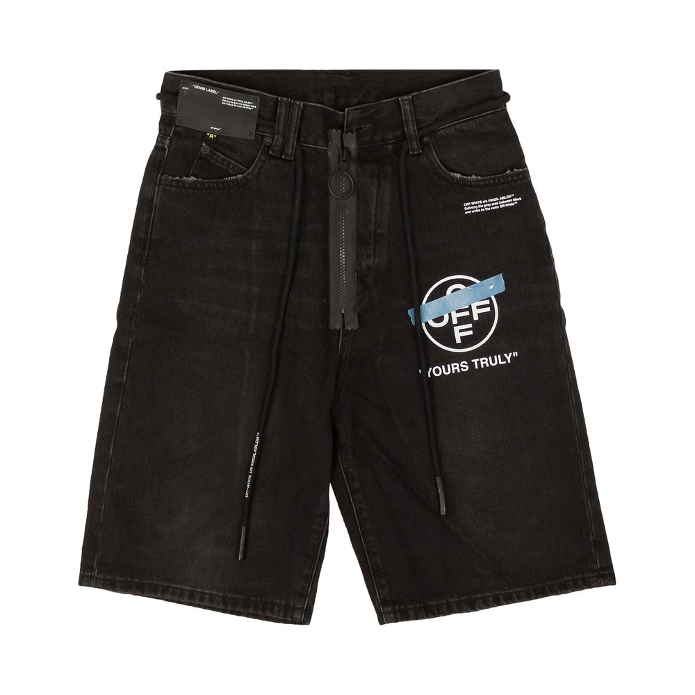 Off-White Tape Denim Shorts 'Black