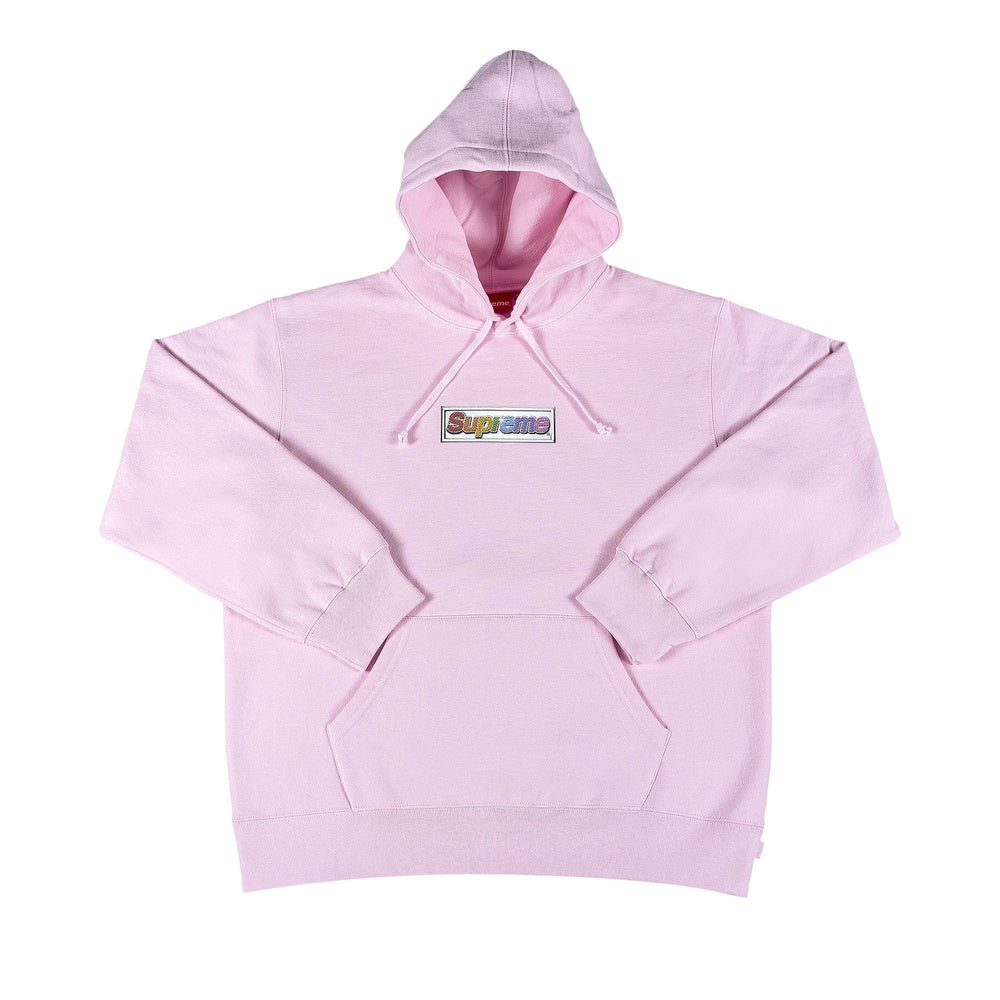 Supreme Bling Box Logo Hooded Sweatshirt Light Pink
