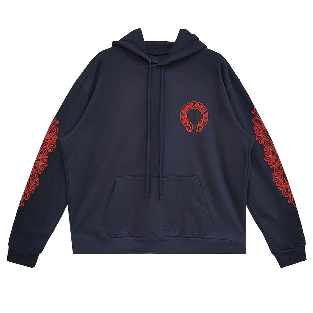 Chrome Hearts Horseshoe Floral Hoodie 'Navy/Red'