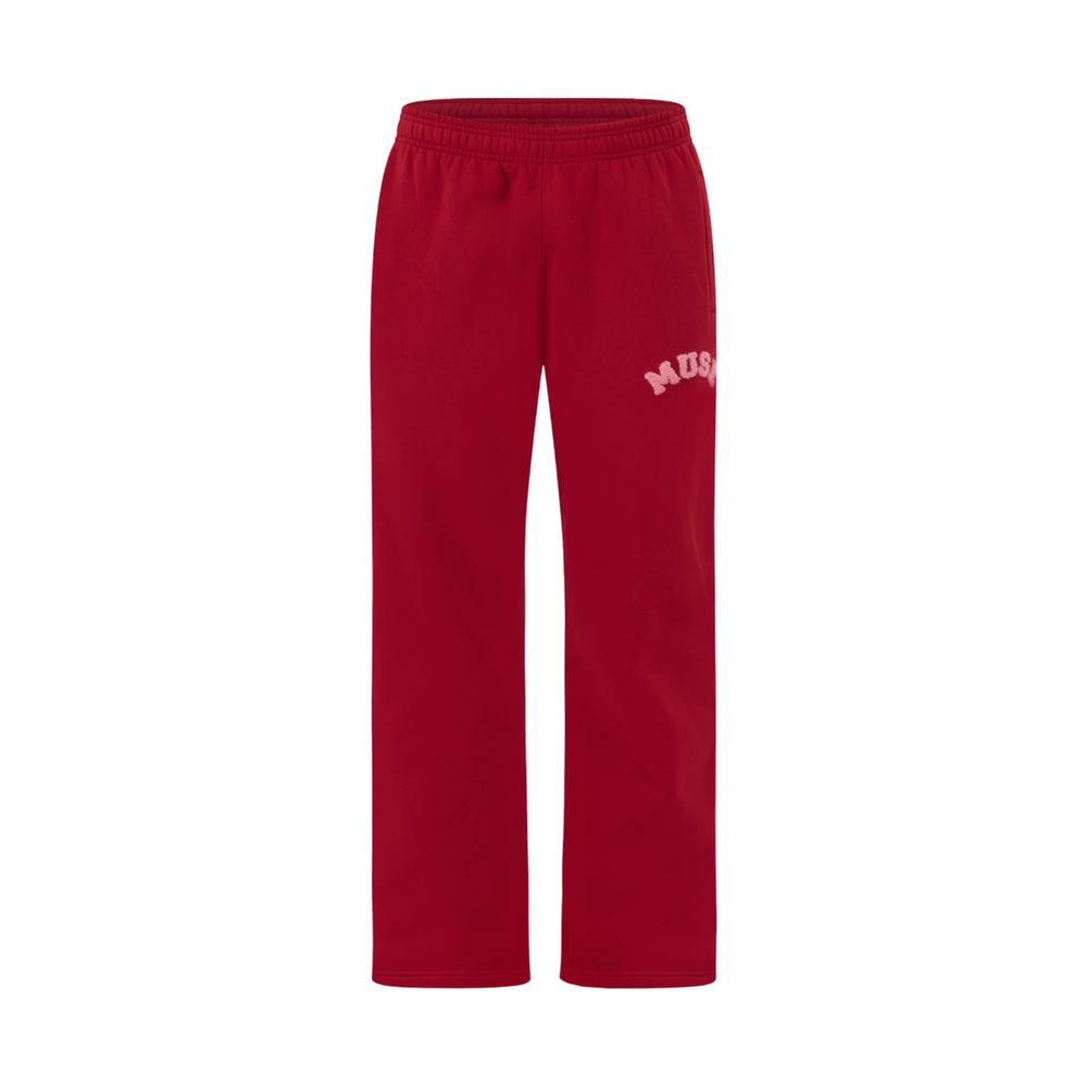 CBM Heavyweight Chenille Straight Joggers Cherry