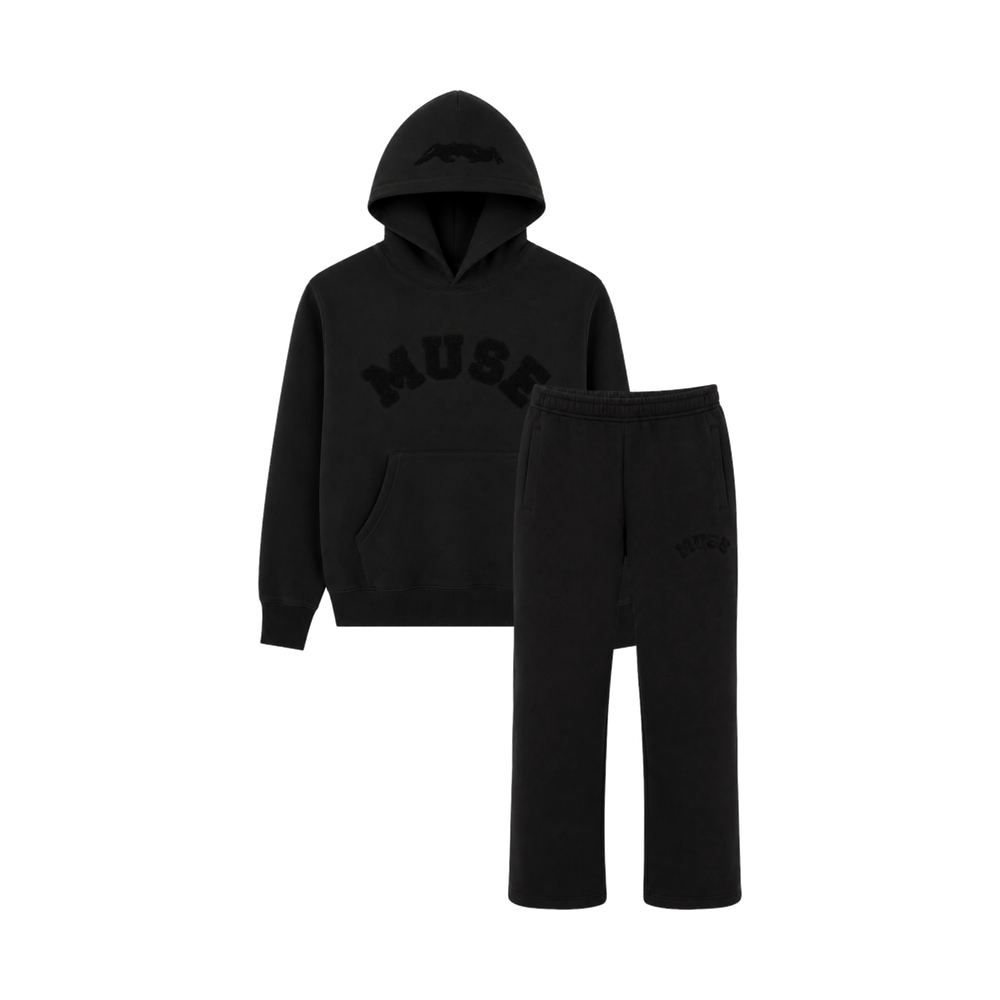 CBM Heavyweight Chenille Hoodie Set Coal Black