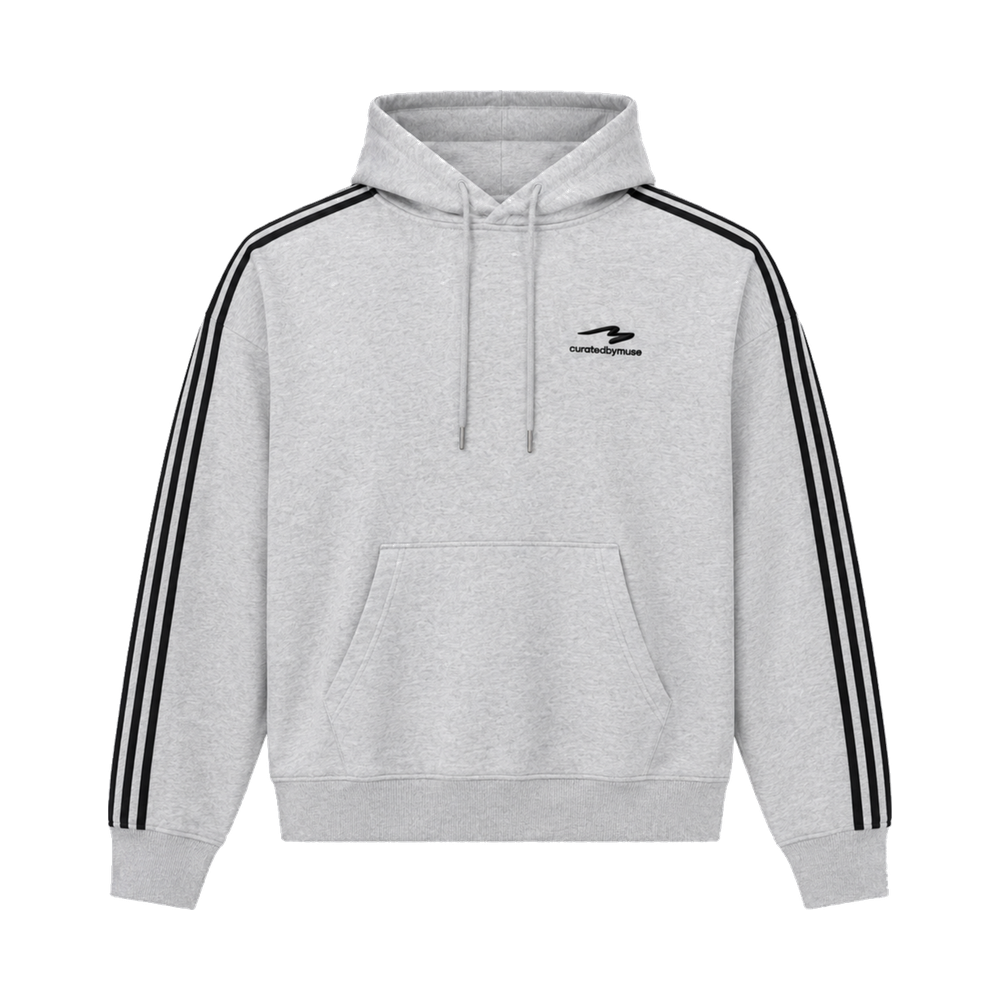 CBM French Terry Striped Hoodie Sports Grey