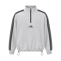 CBM French Terry Striped Quarter Zip Sports Grey