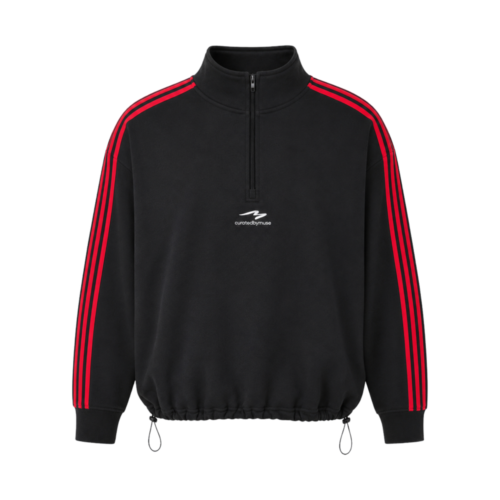 CBM French Terry Striped Quarter Zip Redline