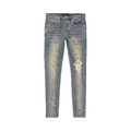Purple Brand Mid Rise Destroy Paint Jeans Blue