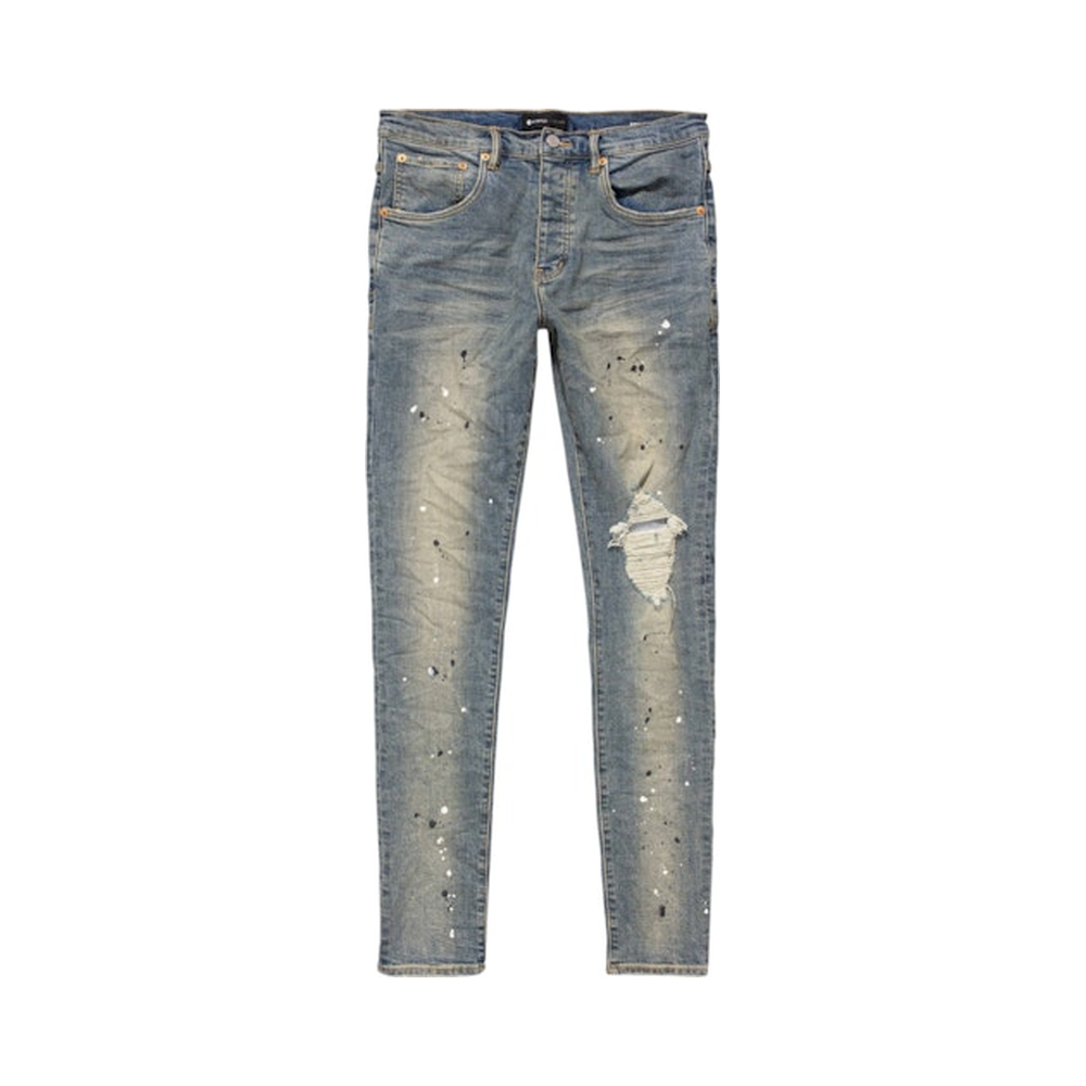 Purple Brand Mid Rise Destroy Paint Jeans Blue