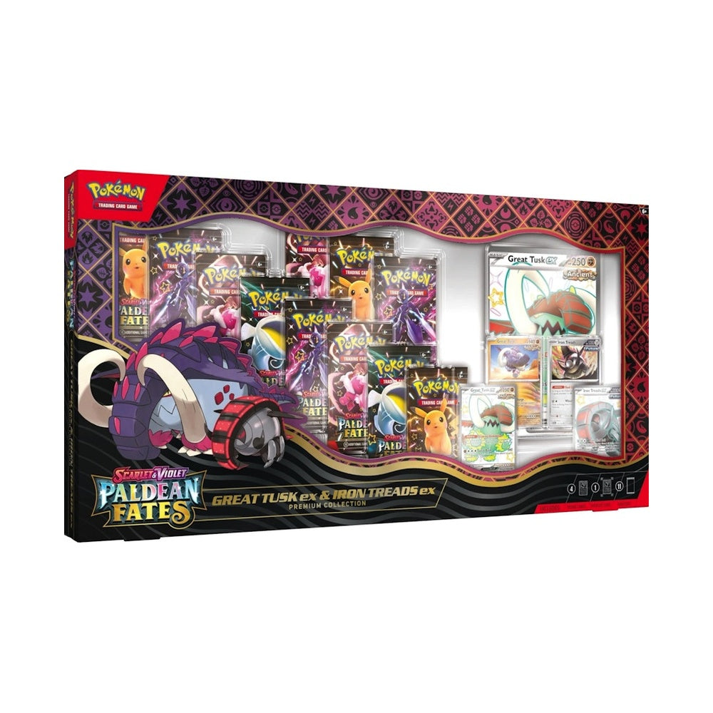 2025 Pokémon Scarlet & Violet Paldean Fates Great Tusk ex & Iron Treads ex Premium Collection Box