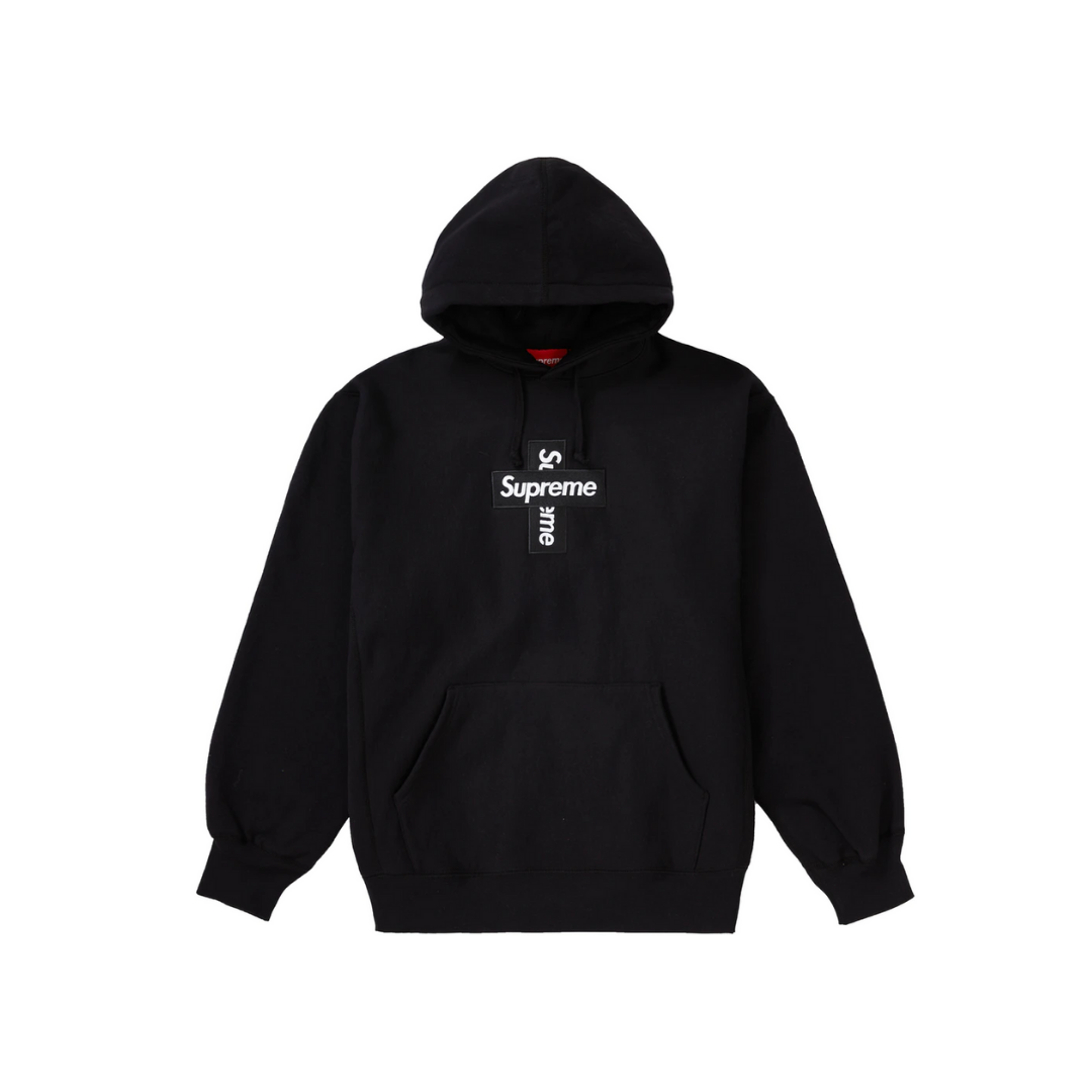 Supreme Cross Box Logo Hooded Sweatshirt Black