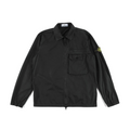 Surchemise zippée en toile brossée noire Stone-Island