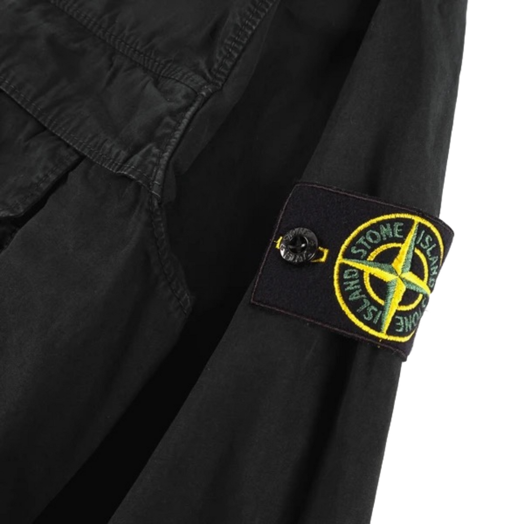 Surchemise zippée en toile brossée noire Stone-Island