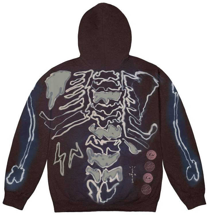 Travis Scott Cactus Jack For Fragment Skeleton Graffiti Sweat à capuche zippé 
