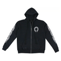 Chrome Hearts Horseshoe Floral Cross Sleeve Zip Up Hoodie Black/White